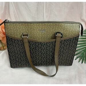 Guess Bascom Signature Coated Canvas Tote Bag Brown Caramel Purse Handbag 10X13